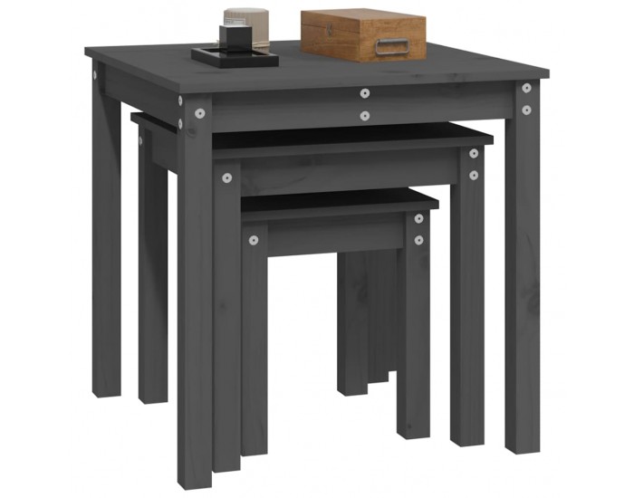 Sonata H Стифиращи маси, 3 бр, сиви, бор масив