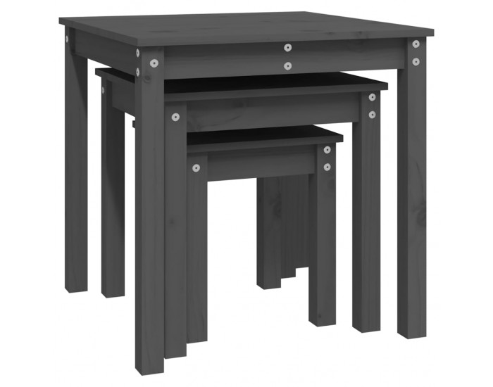 Sonata H Стифиращи маси, 3 бр, сиви, бор масив