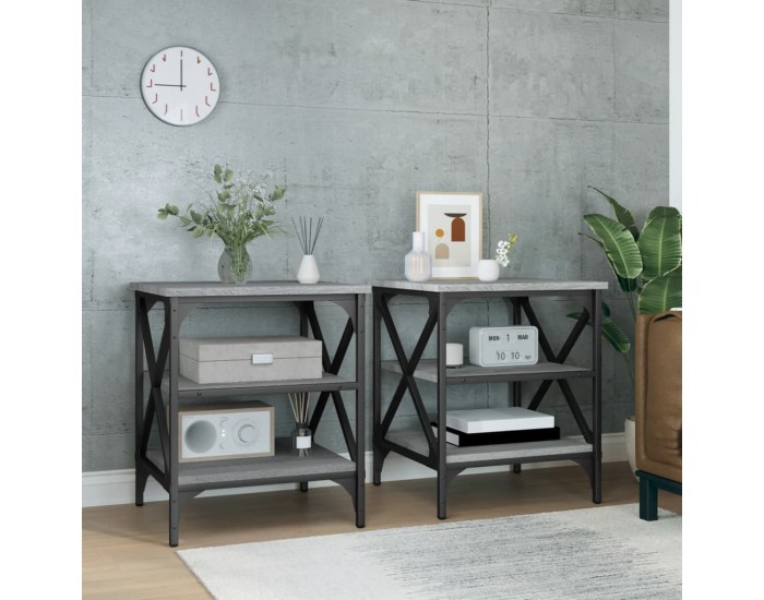 Sonata H Странични маси, 2 бр, сив сонома, 40x42x50 см, инженерно дърво