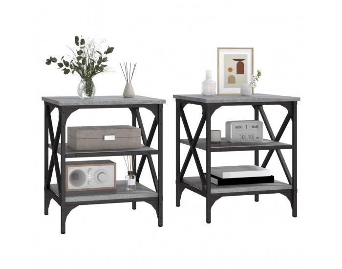 Sonata H Странични маси, 2 бр, сив сонома, 40x42x50 см, инженерно дърво