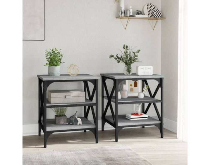 Sonata H Странични маси, 2 бр, сив сонома, 40x42x50 см, инженерно дърво