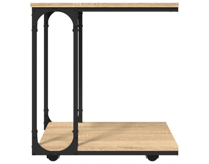 Sonata H Странична маса с колела дъб сонома 50x35x55,5см инженерно дърво