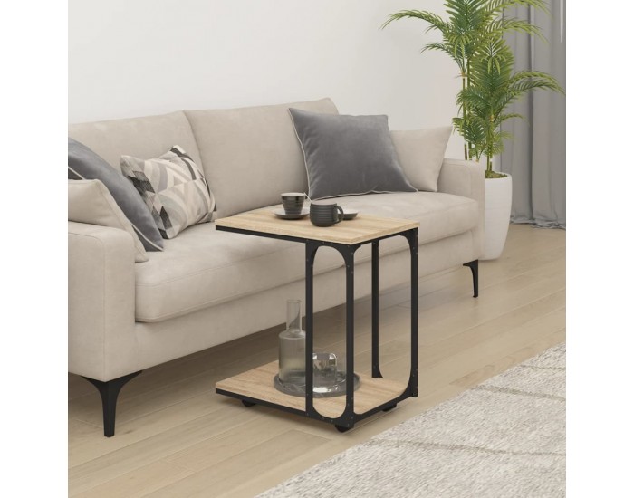 Sonata H Странична маса с колела дъб сонома 50x35x55,5см инженерно дърво