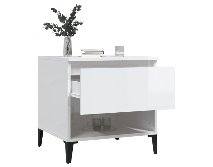 Sonata H Странична маса, бял гланц, 50x46x50 см, инженерно дърво