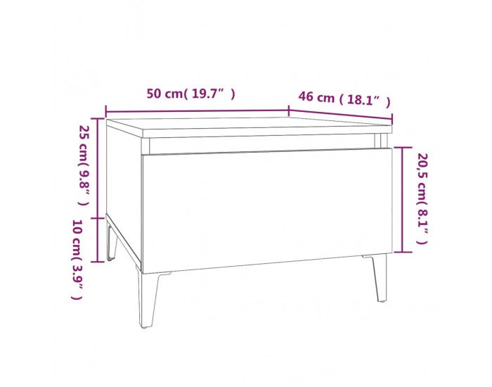 Sonata H Странични маси, 2 бр, Кафяв дъб, 50x46x35 см, инженерно дърво