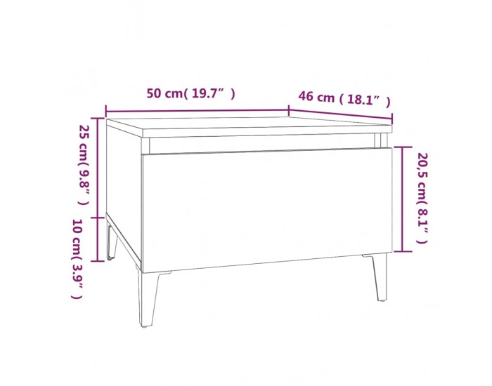 Sonata H Странични маси, 2 бр, опушен дъб, 50x46x35 см, инженерно дърво