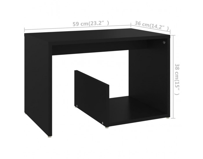 Sonata H Странична маса, черна, 59x36x38 см, инженерно дърво