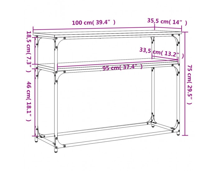 Sonata H Конзолна маса, дъб сонома, 100x35,5x75 см, инженерно дърво