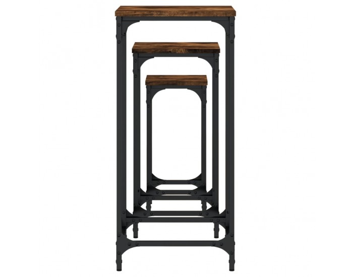 Sonata H Стифиращи странични маси, 3 бр, опушен дъб, инженерно дърво