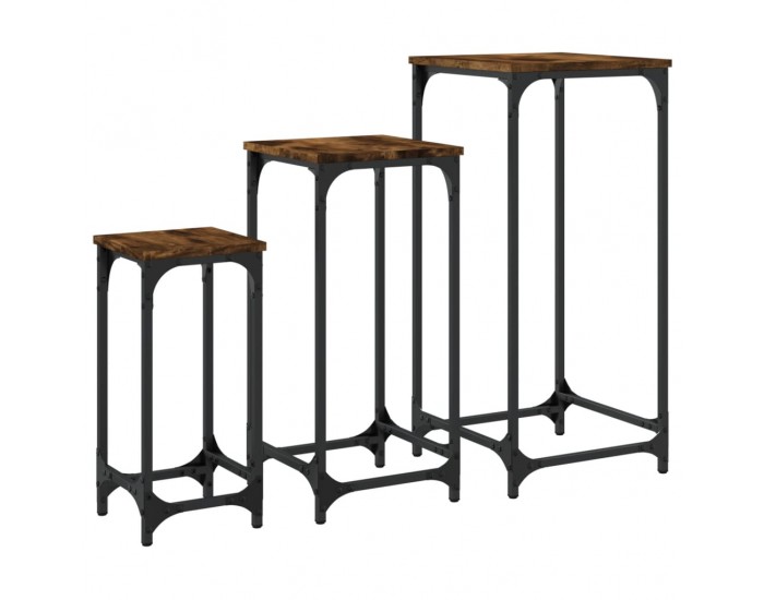 Sonata H Стифиращи странични маси, 3 бр, опушен дъб, инженерно дърво