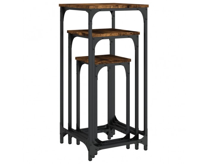 Sonata H Стифиращи странични маси, 3 бр, опушен дъб, инженерно дърво