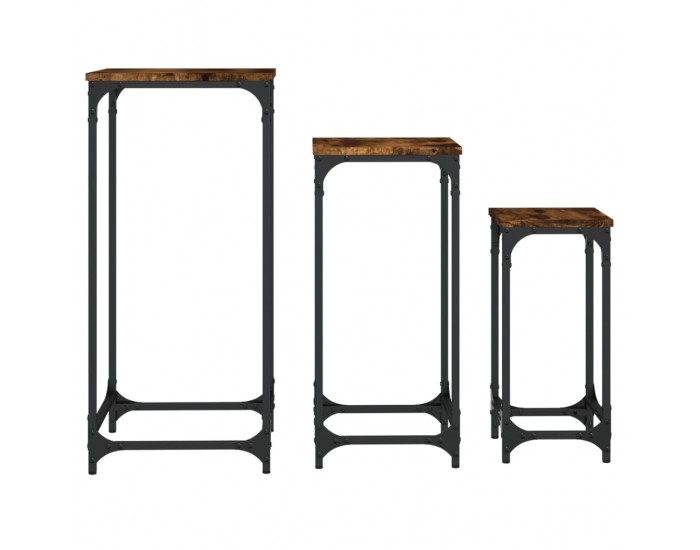 Sonata H Стифиращи странични маси, 3 бр, опушен дъб, инженерно дърво