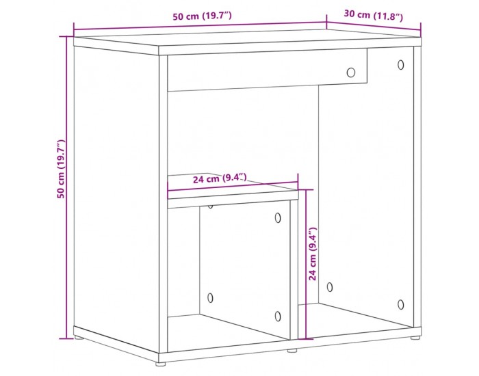 Sonata H Странични маси, 2 бр, сив сонома, 50x30x50 см, инеженерно дърво