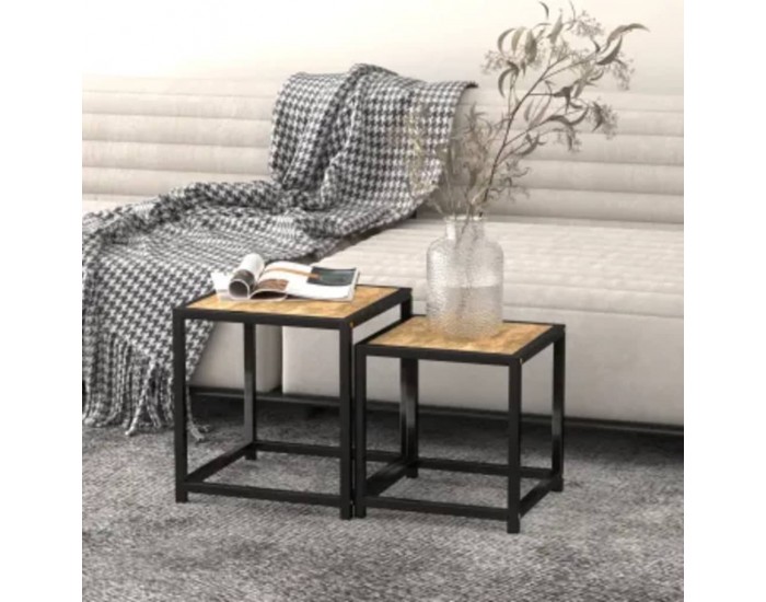 Sonata H Маси за чай, 2 бр, МДФ, черно и жълто