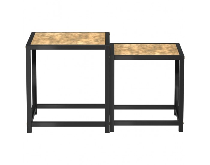 Sonata H Маси за чай, 2 бр, МДФ, черно и жълто