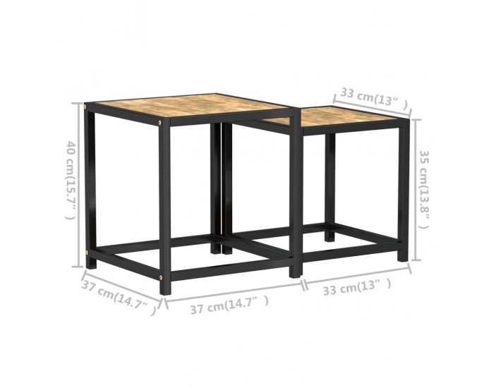 Sonata H Маси за чай, 2 бр, МДФ, черно и жълто