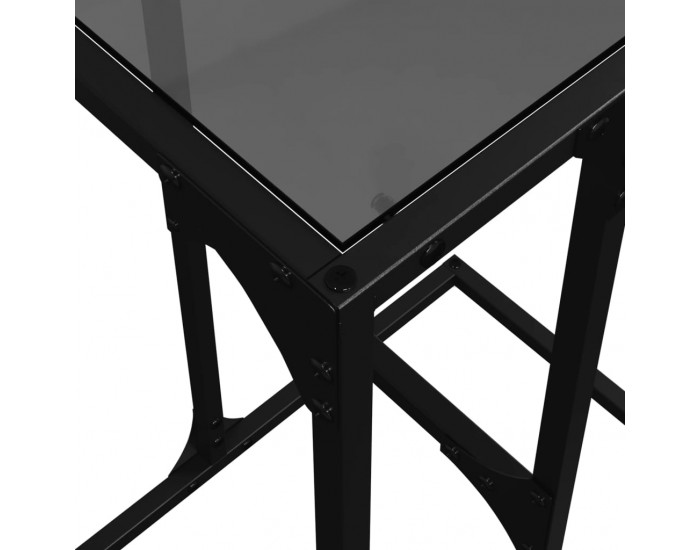 Sonata H Помощна маса с черно стъкло 40x30x61,5 см стомана