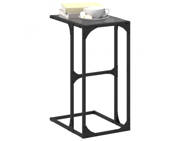 Sonata H Помощна маса с черно стъкло 40x30x61,5 см стомана