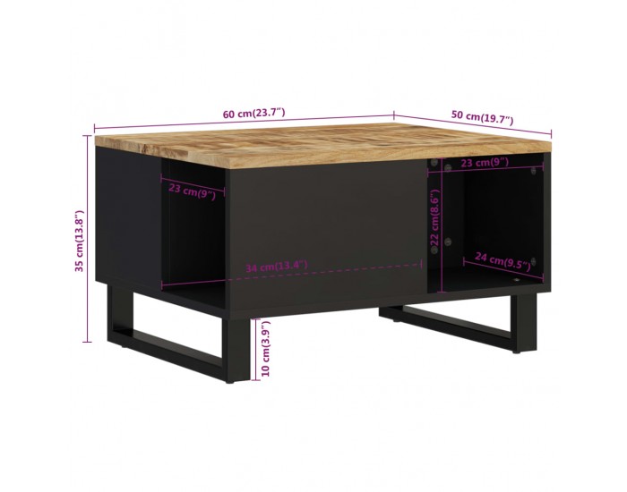 Sonata H Маса за кафе, 60x50x35 см, масивно мангово дърво