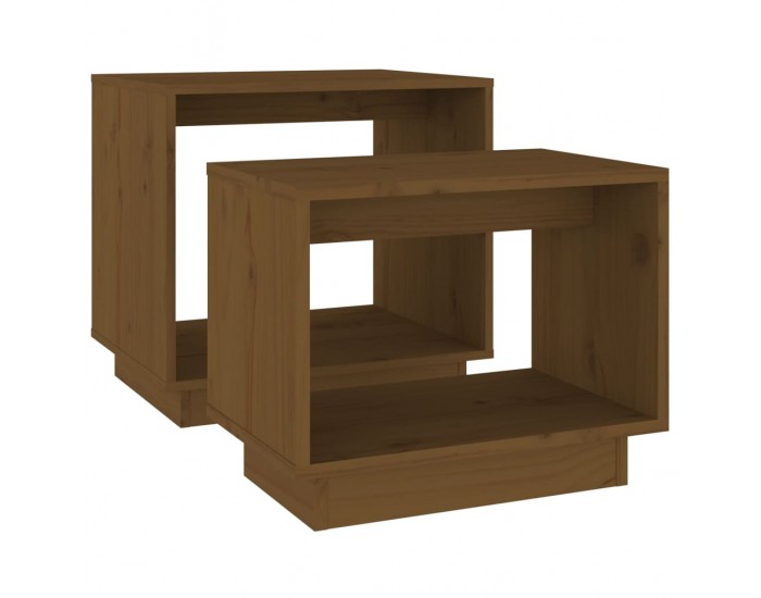 Sonata H Стифиращи масички за кафе, 2 бр, меденокафяви, бор масив