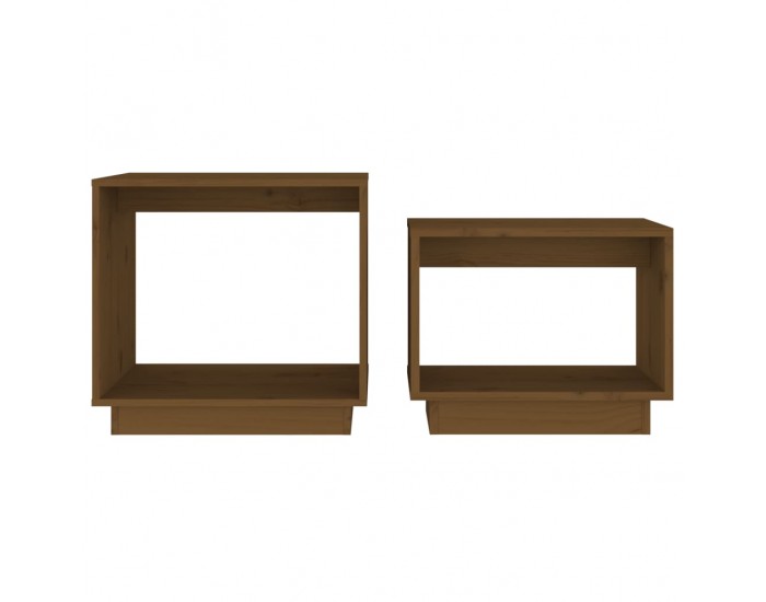 Sonata H Стифиращи масички за кафе, 2 бр, меденокафяви, бор масив