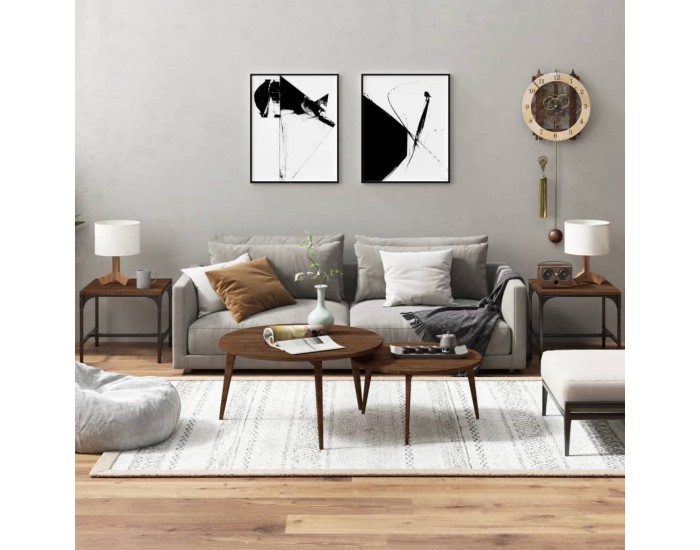 Sonata H Странични маси, 2 бр, кафяв дъб, 40x40x35 см, инженерно дърво