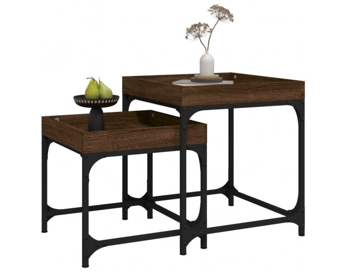 Sonata H Странични маси, 2 бр, кафяв дъб, инженерно дърво