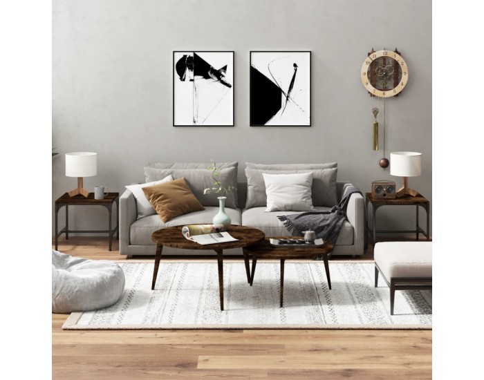 Sonata H Странични маси, 2 бр, опушен дъб, 40x40x35 см, инженерно дърво