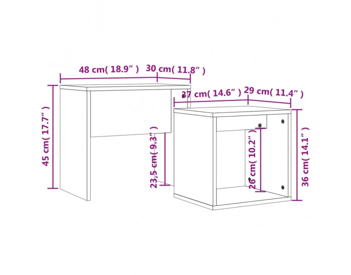 Sonata H Стифиращи кафе маси, 2 бр, кафяв дъб, инженерно дърво