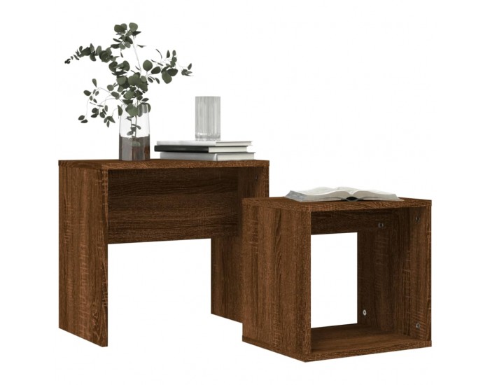 Sonata H Стифиращи кафе маси, 2 бр, кафяв дъб, инженерно дърво