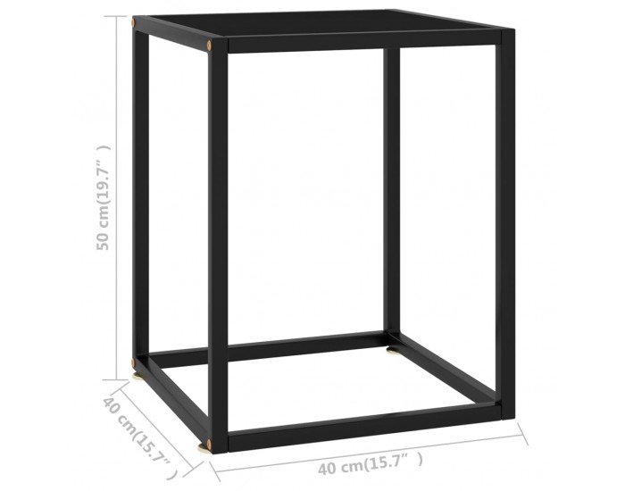 Sonata H Кафе маса, черна, с черно стъкло, 40x40x50 см