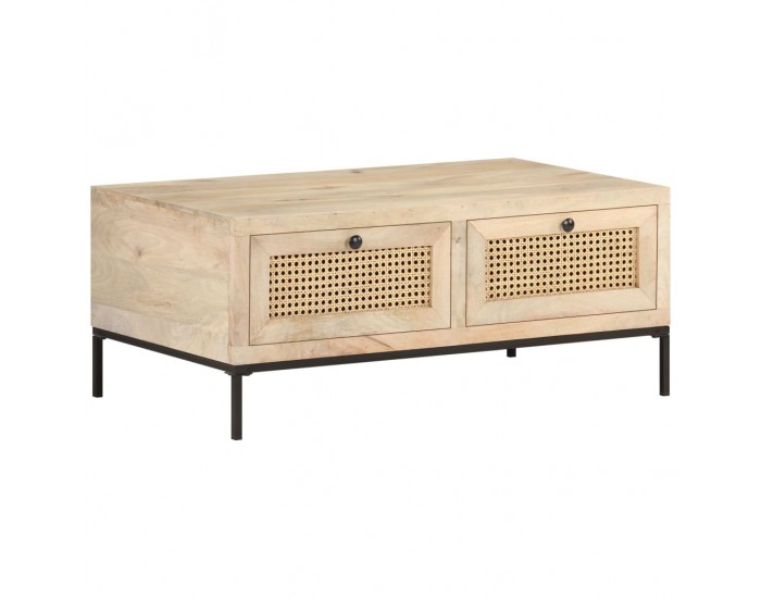 Sonata H Кафе маса, 90x50x37 cм, мангово дърво масив и тръстика