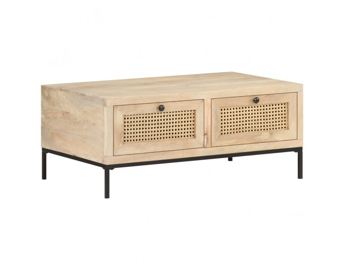 Sonata H Кафе маса, 90x50x37 cм, мангово дърво масив и тръстика