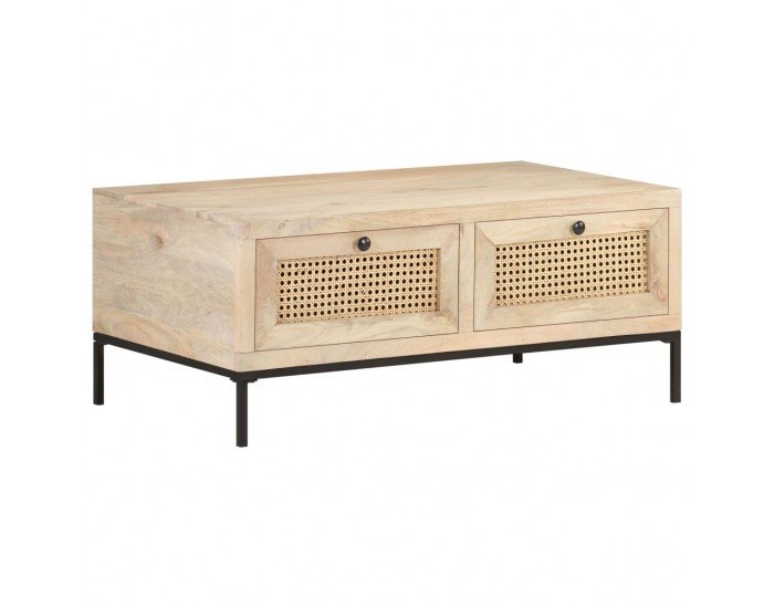 Sonata H Кафе маса, 90x50x37 cм, мангово дърво масив и тръстика