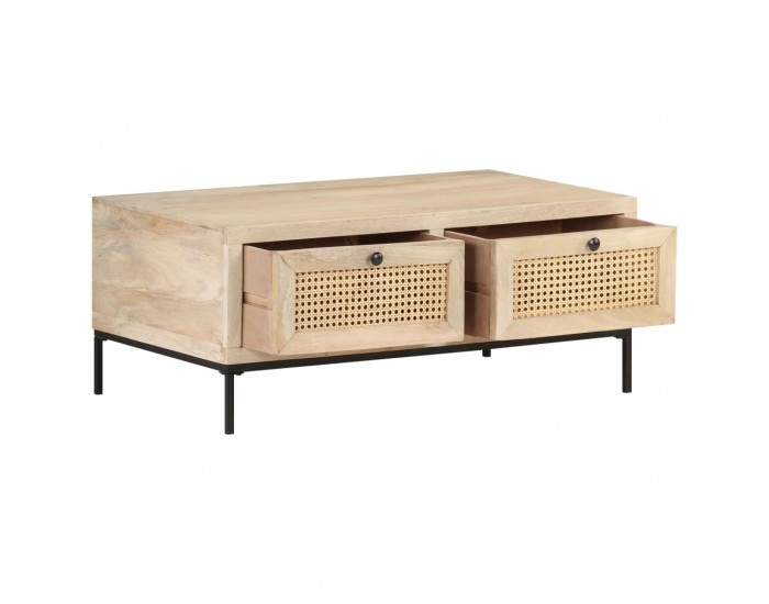 Sonata H Кафе маса, 90x50x37 cм, мангово дърво масив и тръстика