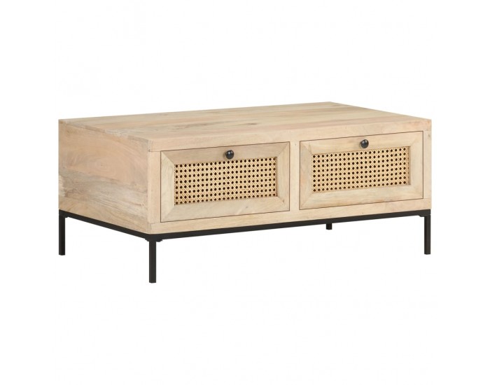 Sonata H Кафе маса, 90x50x37 cм, мангово дърво масив и тръстика