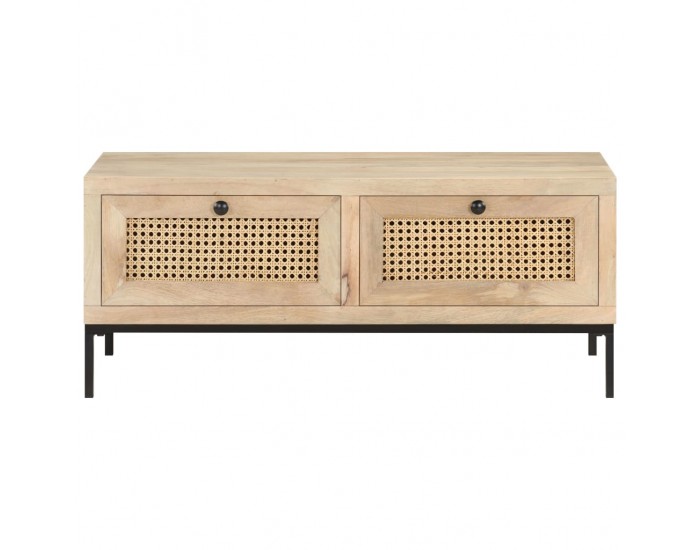 Sonata H Кафе маса, 90x50x37 cм, мангово дърво масив и тръстика