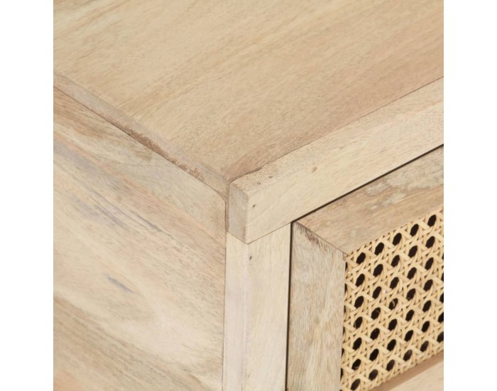 Sonata H Кафе маса, 90x50x37 cм, мангово дърво масив и тръстика