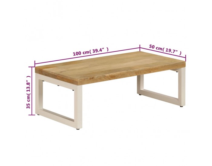 Sonata H Маса за кафе, 100x50x35 см, мангово дърво масив и стомана