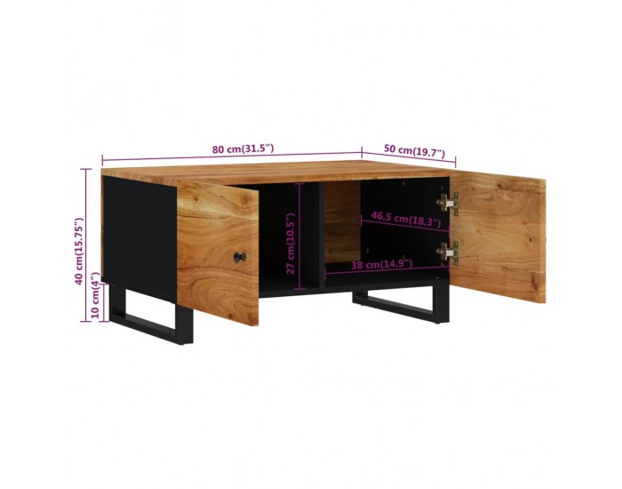 Sonata H Маса за кафе, 80x50x40 см, акация масив и инженерно дърво