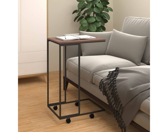 Sonata H Помощна маса с колелца черна 40x30x63,5 см инженерно дърво