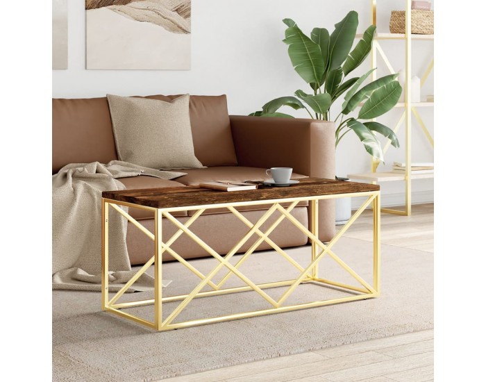 Sonata H Маса за кафе, неръждаема стомана и регенерирано дърво масив