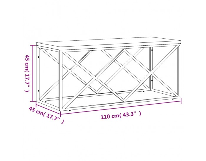 Sonata H Маса за кафе, неръждаема стомана и регенерирано дърво масив