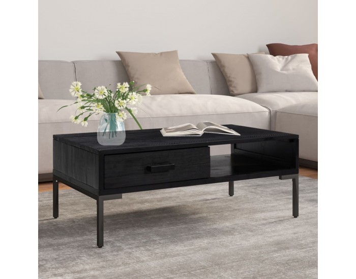 Sonata H Маса за кафе, черна, 90x50x35 см, борово дърво масив