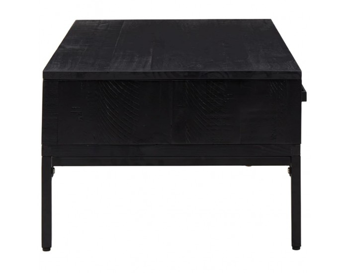 Sonata H Маса за кафе, черна, 90x50x35 см, борово дърво масив