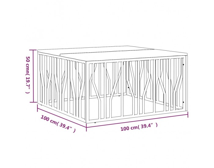 Sonata H Маса за кафе, неръждаема стомана и регенерирано дърво масив