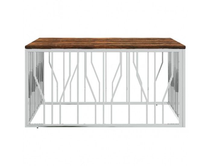 Sonata H Маса за кафе, неръждаема стомана и регенерирано дърво масив