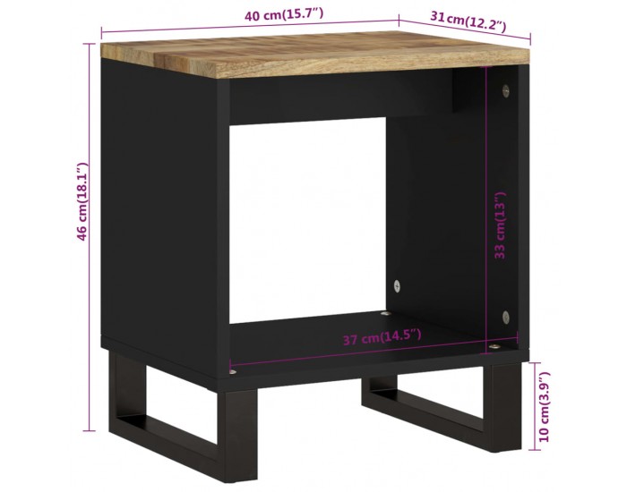 Sonata H Маса за кафе, 40x31x46 см, манго масив и инженерно дърво