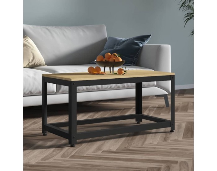 Sonata H Маса за кафе, светлокафяво и черно, 90x45x45 см, МДФ и желязо