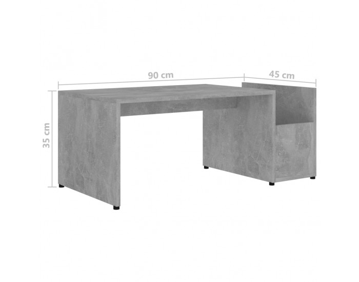 Sonata H Маса за кафе, бетонно сива, 90x45x35 см, инженерно дърво